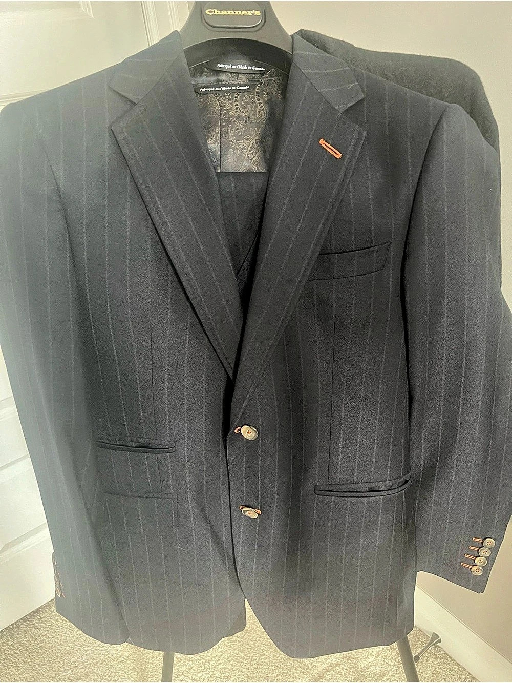 Coppely Pinstripe Sport Coat in Black Like New